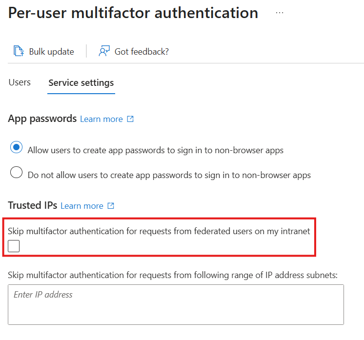 StrongAuthenticationPolicy altındaki etkin özelliği gösteren ekran görüntüsü.