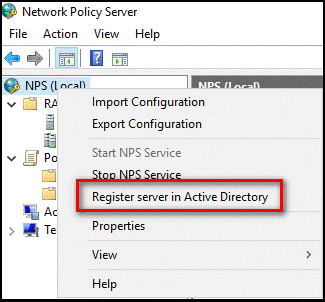 NPS sunucusunu Active Directory'ye kaydetme