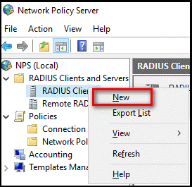 NPS konsolunda Yeni RADIUS İstemcisi oluşturma