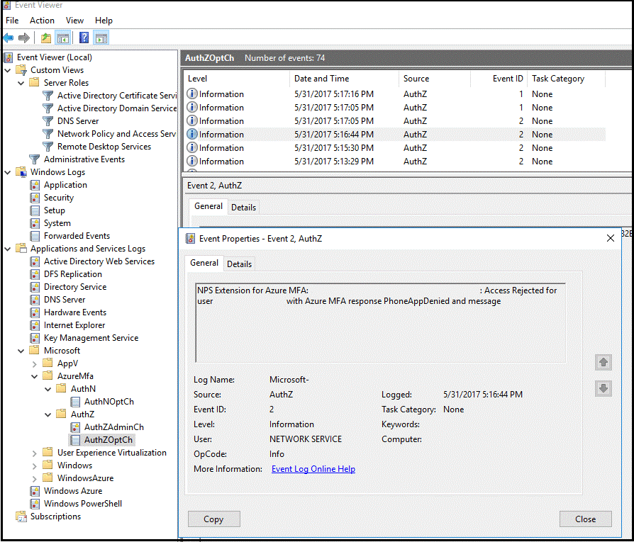 Microsoft Entra çok faktörlü kimlik doğrulama günlükleri