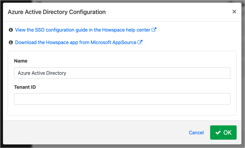 Microsoft Entra iletişim kutusunun ekran görüntüsü.
