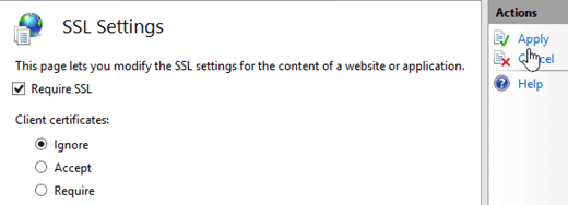 In IIS Manager, in the SSL settings of the virtual directory, select Require under Require SSL.