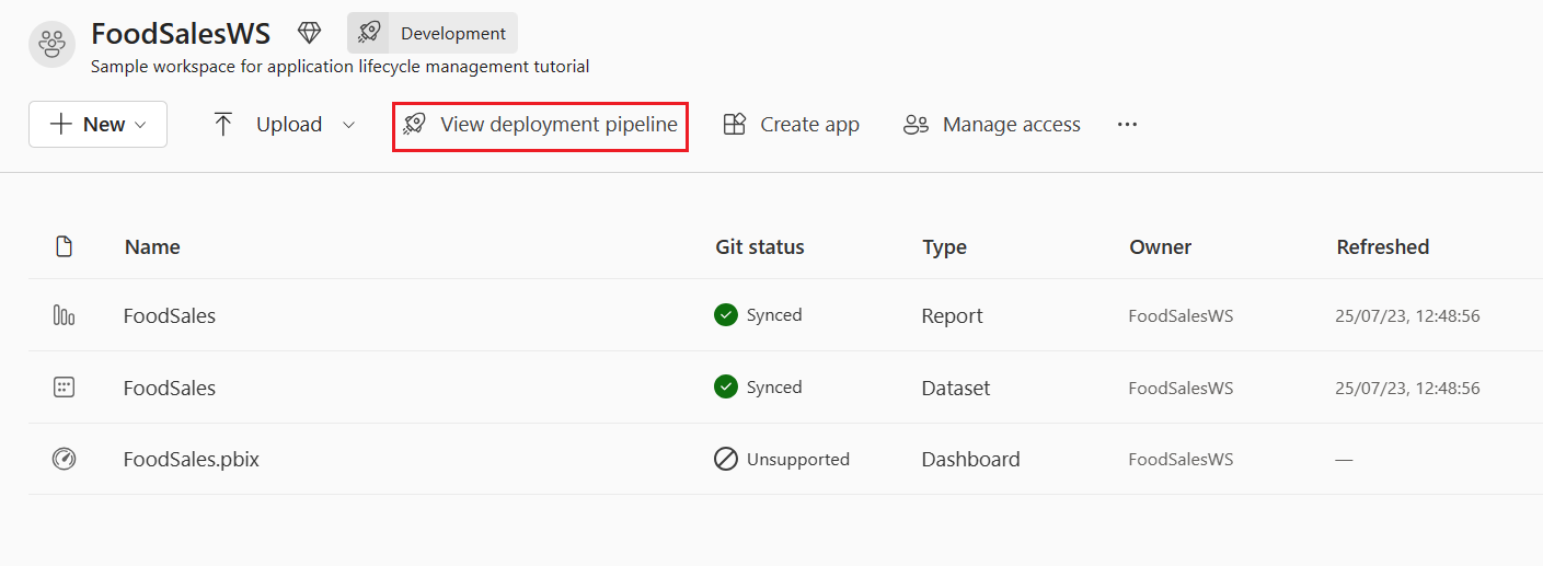 Screenshot of View deployment pipelines icon.