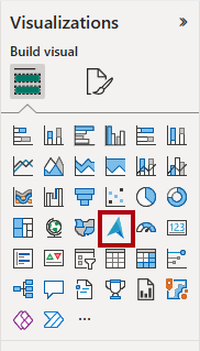 Görsel Öğeler bölmesinin ekran görüntüsü, Azure Map görselini vurgulama.