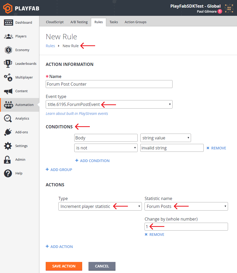 Game Manager - automation - new rule