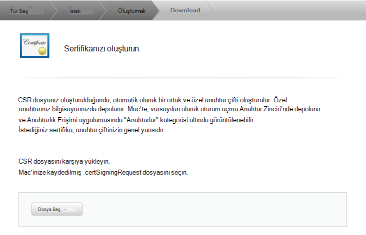 İmzalama sertifikanızı indirme