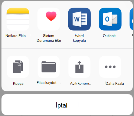 Veri paylaşma - iOS eski paylaşım kullanıcı arabirimi