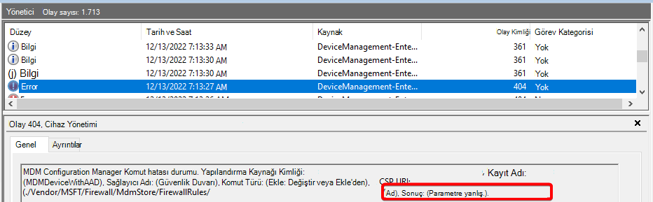 Ad Hatasının ekran görüntüsü