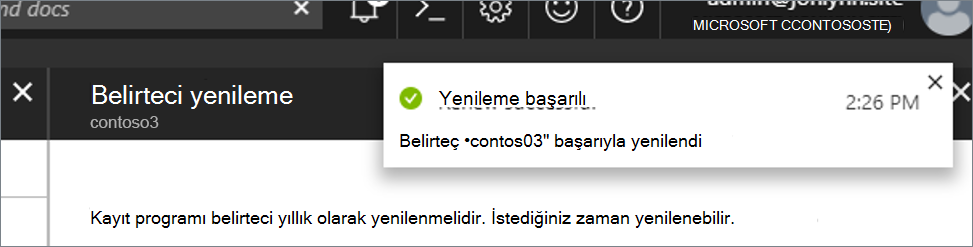 Onay iletisini gösteren ekran görüntüsü.