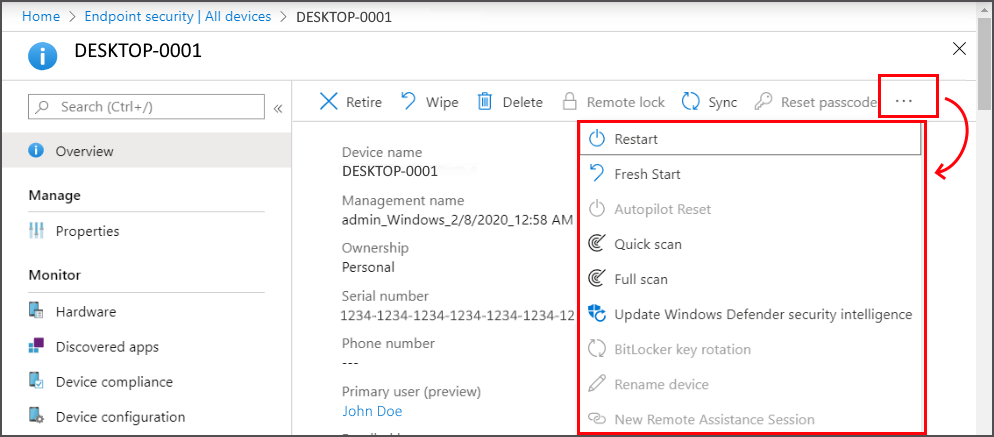 Ek eylemleri görüntüleme