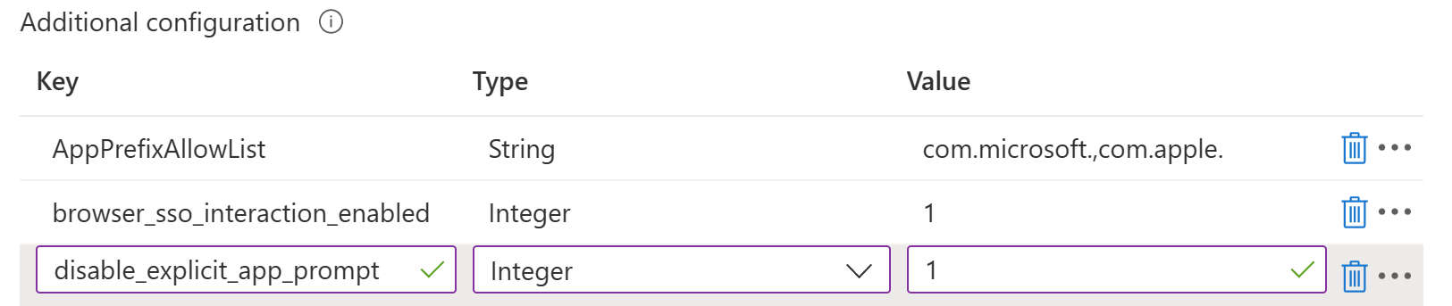 Microsoft Intune'deki macOS cihazlarında Kurumsal SSO uygulama uzantısı eklentisi için son kullanıcı deneyimi yapılandırma seçeneklerini gösteren ekran görüntüsü.