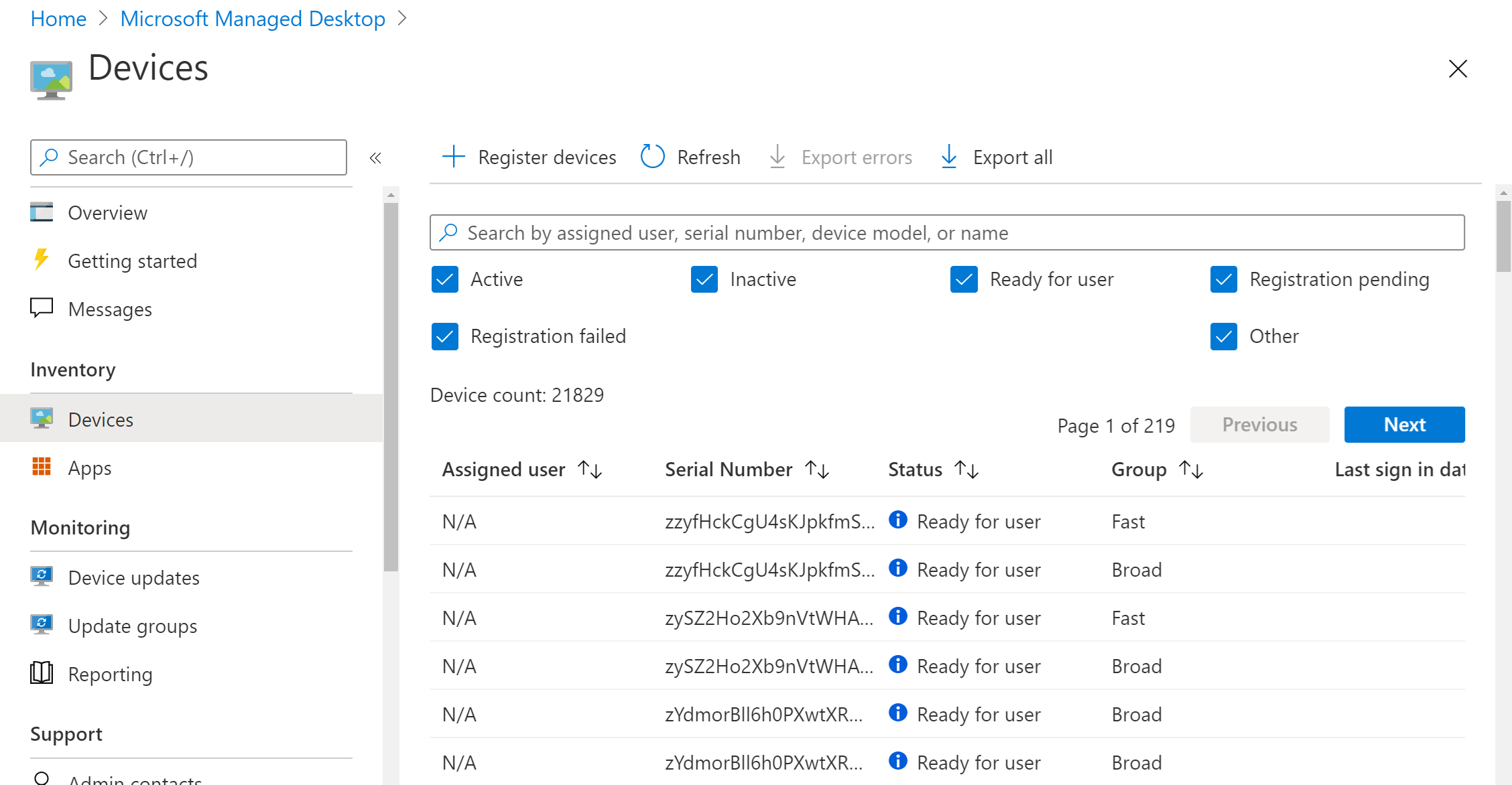 Device inventory report microsoft learn