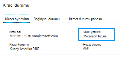 Kiracı durumunuzdaki MDM yetkilisini Microsoft Intune olarak ayarlamayı gösteren ekran görüntüsü.
