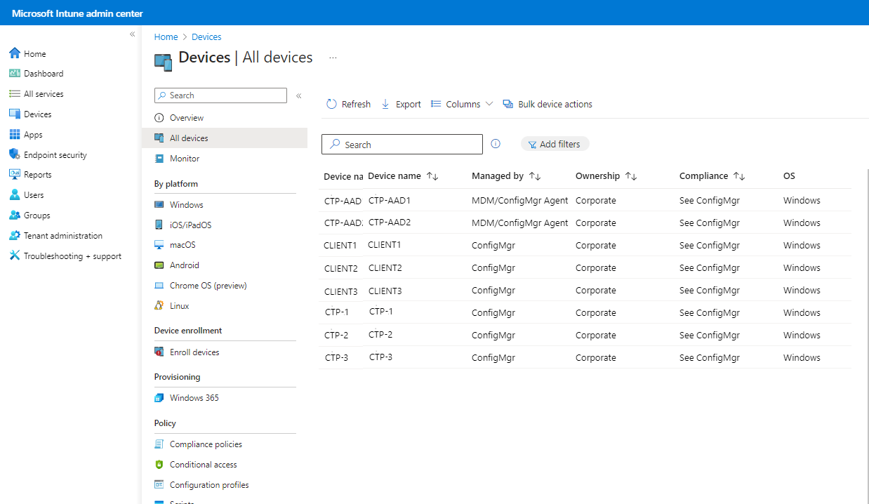 Microsoft Intune - Tüm cihazlar