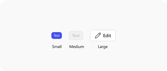 A screenshot of various Fluent button components