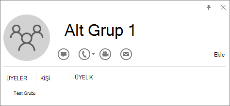 Outlook kişi kartının Üyelik sekmesi.