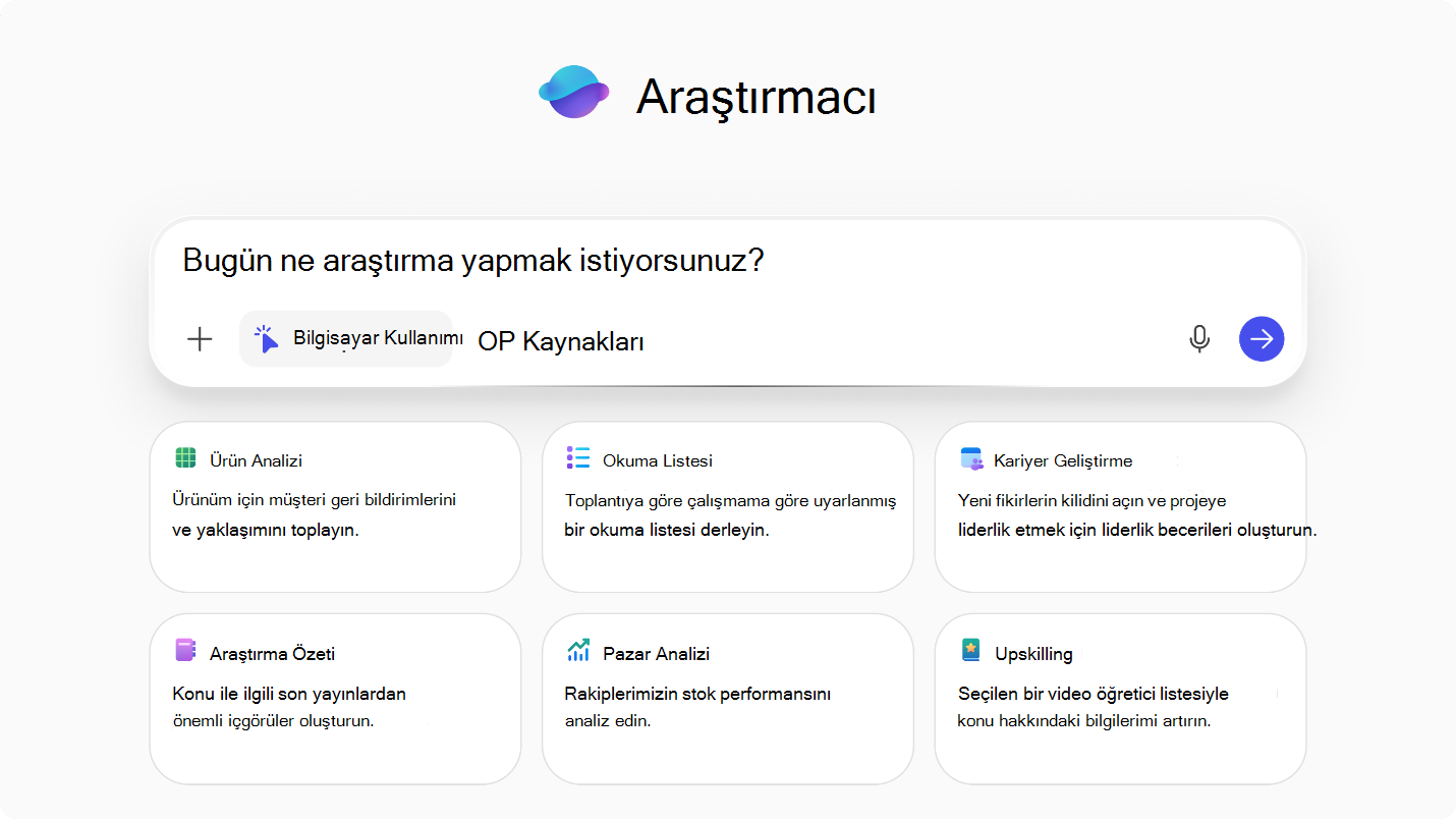 Bilgisayar Kullanımı ile Araştırmacıyı gösteren ekran görüntüsü.