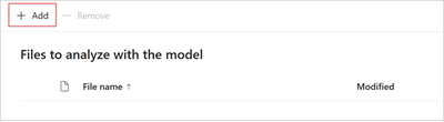 Model analiz etmek için Dosyalar sayfasının Ekle düğmesini gösteren ekran görüntüsü.