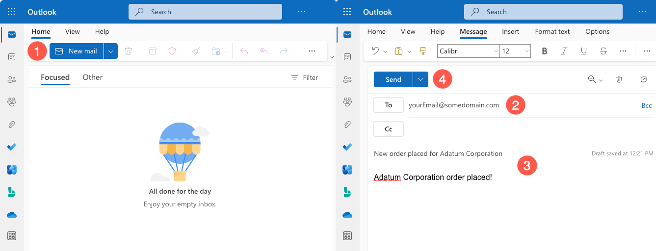 Outlook'ta Email ekleme