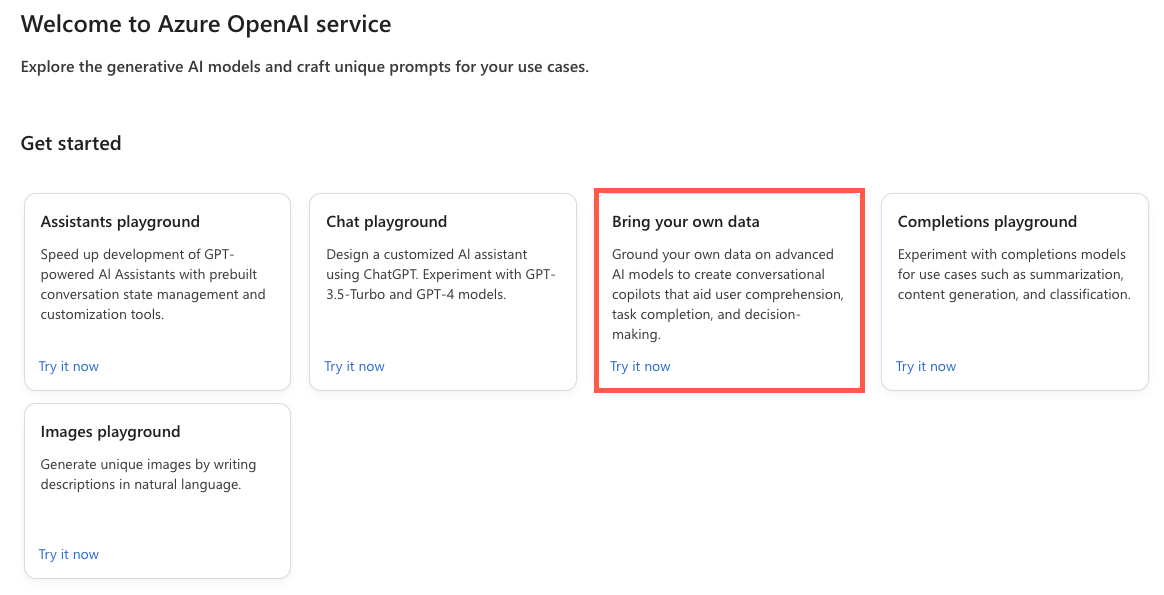 Azure OpenAI Studio Kendi Verilerinizi Getirin