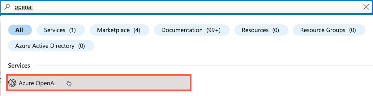 Azure portal Azure OpenAI Hizmeti