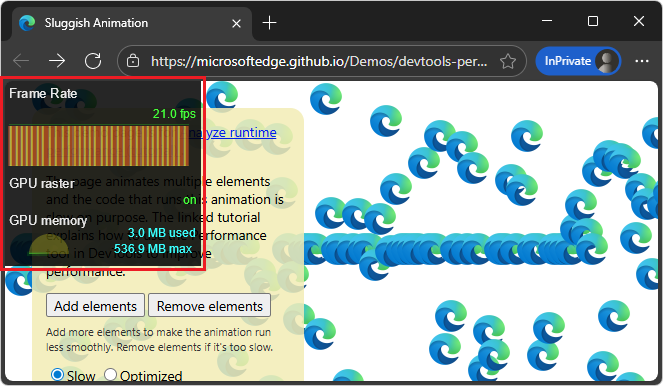 The Frame Rendering Stats overlay