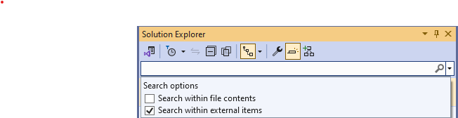 Visual Studio Çözüm Gezgini Arama Seçenekleri