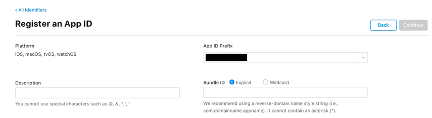 Uygulama Kimliğini kaydedin.