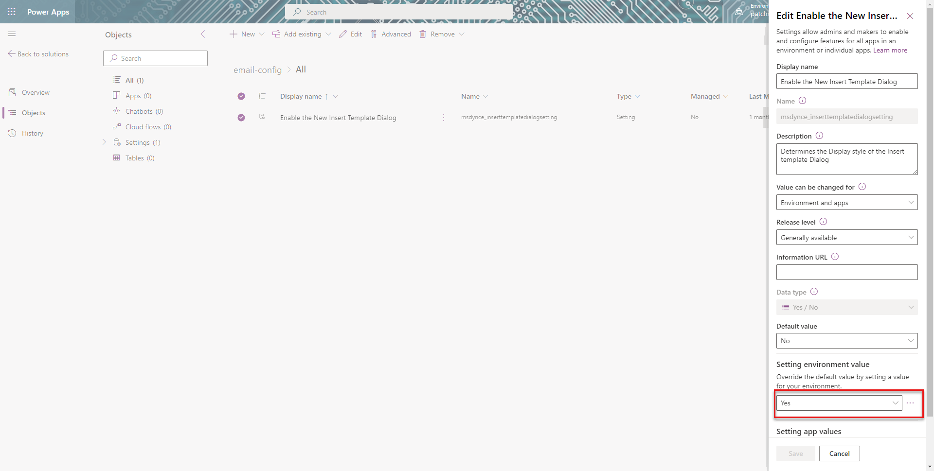 Değişkeni hayır olarak ayarlayın