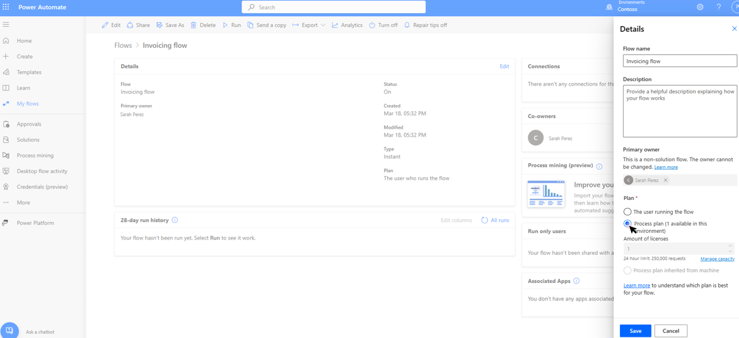 Süreç planı tahsisatını gösteren bulut akışı sayfası ayarlarının ekran görüntüsü.