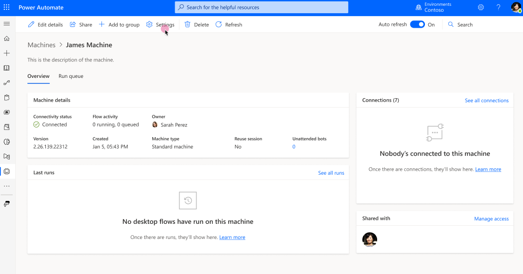 Ayrılmış katılımsız bot olmadığını gösteren makine sayfasının ekran görüntüsü.