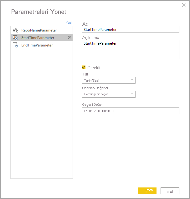 Screenshot that shows parameter information.