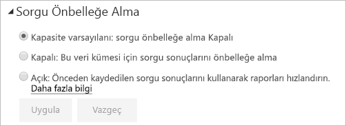 Sorgu önbelleğe alma iletişim kutusu