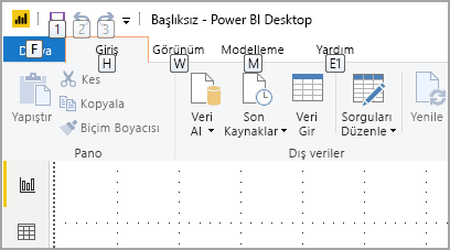 Screenshot of Power BI Desktop with KeyTips.