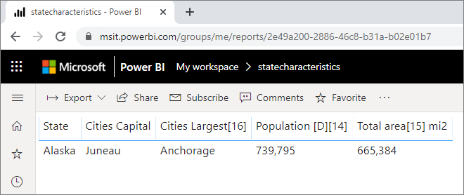 Screenshot showing Power B I Desktop cross-report drillthrough target.