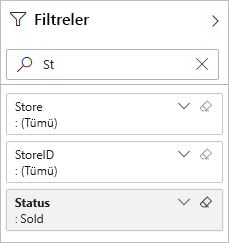 Screenshot of the Filters pane, with an example title entered.