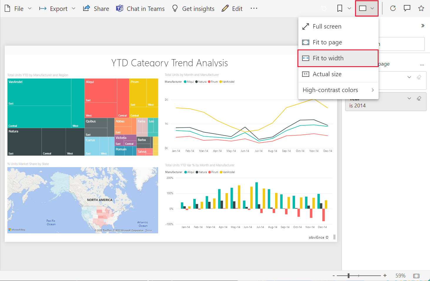 Genişliğe sığdır görünümünü gösteren ekran görüntüsü.