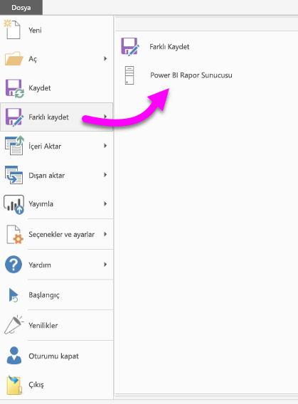 PBI RS Kaydet'in ekran görüntüsü.