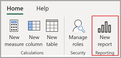 Şeritten yeni rapor düğmesini seçme işleminin ekran görüntüsü.