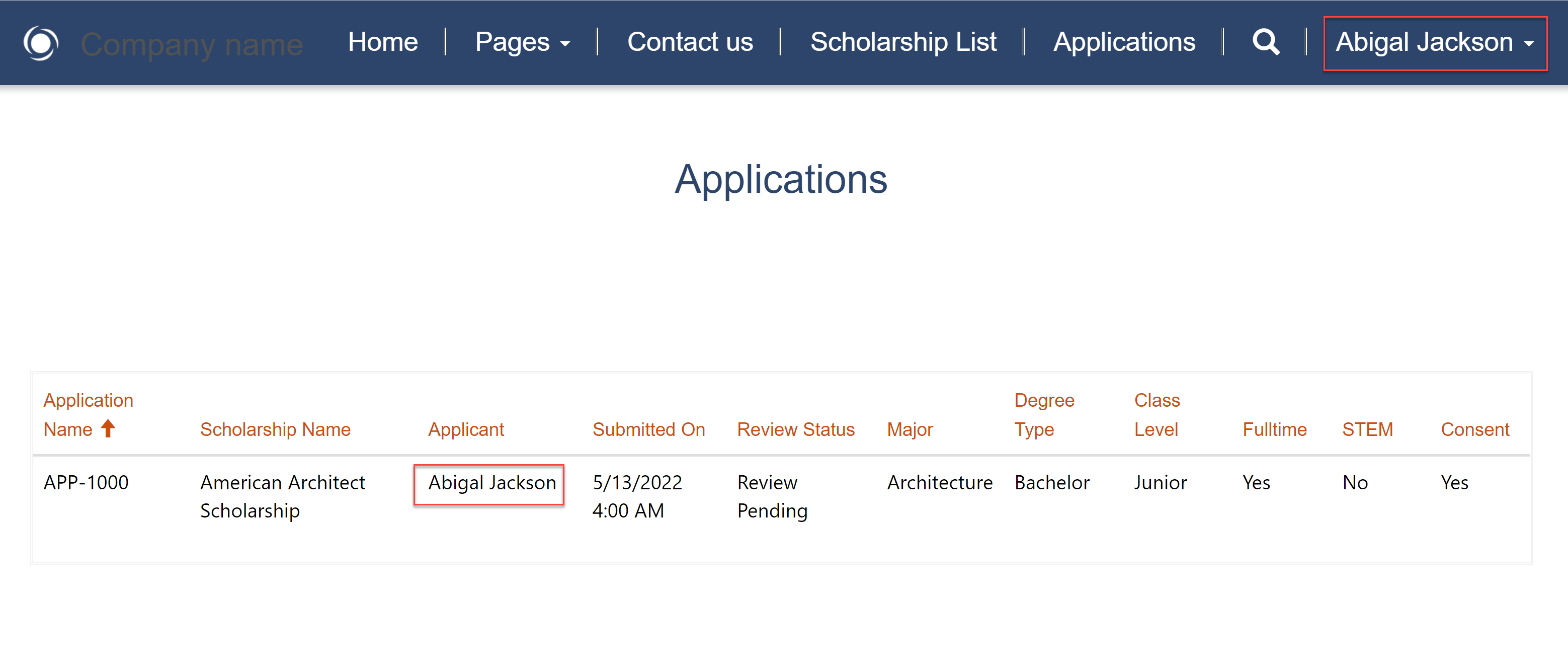 Yalnızca ilgili kayıtları gösteren bir liste görünümünün ekran görüntüsü.