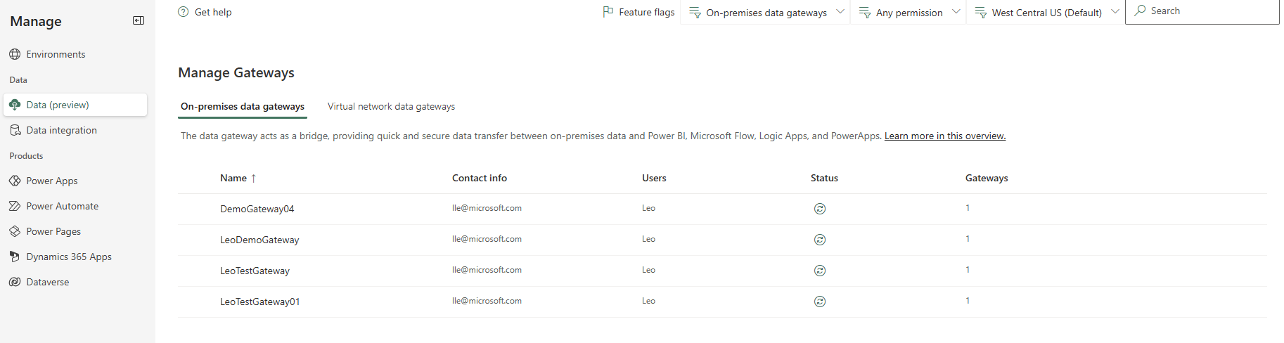 Şirket içi ağ geçidi sayfası.