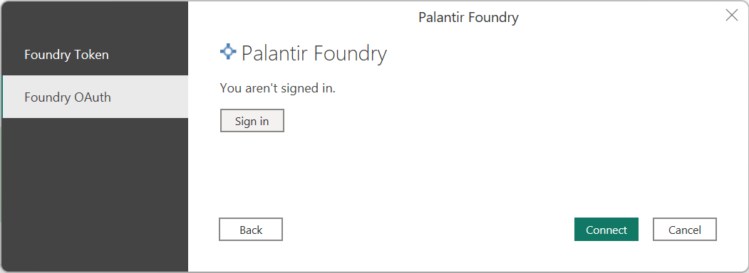 Palantir Foundry kimlik doğrulamasının ekran görüntüsü.