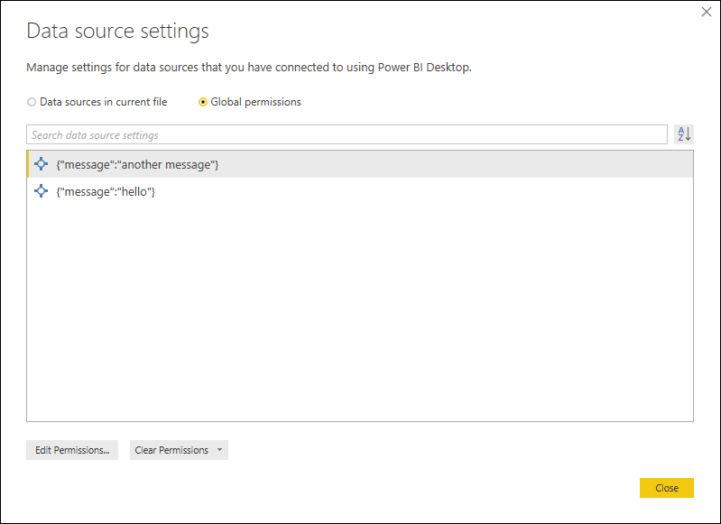Veri kaynağı ayarları kullanıcı arabiriminin ekran görüntüsü.