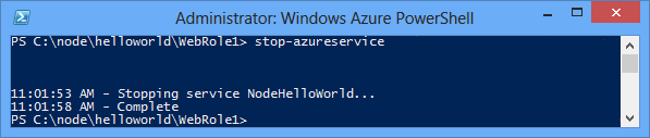 Stop-AzureService komutunun durumu