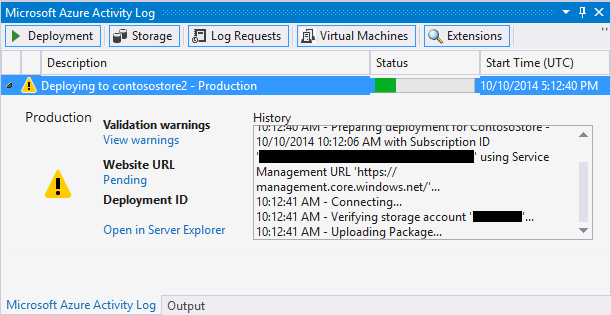 Microsoft Azure Etkinlik Günlüğü Penceresi