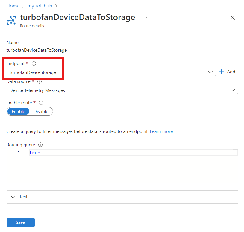 TurbofanDeviceDataToStorage yolu hakkındaki ayrıntıları gösteren ekran görüntüsü.