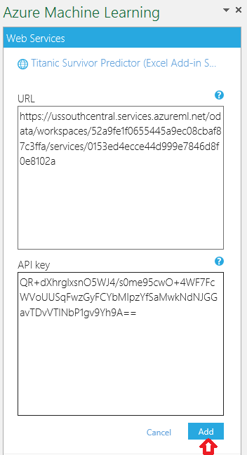 Klasik bir Web hizmeti için URL ve API anahtarı.