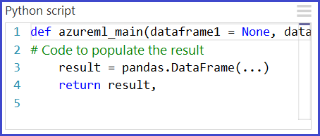 Modül parametre kutusunda örnek python kodu