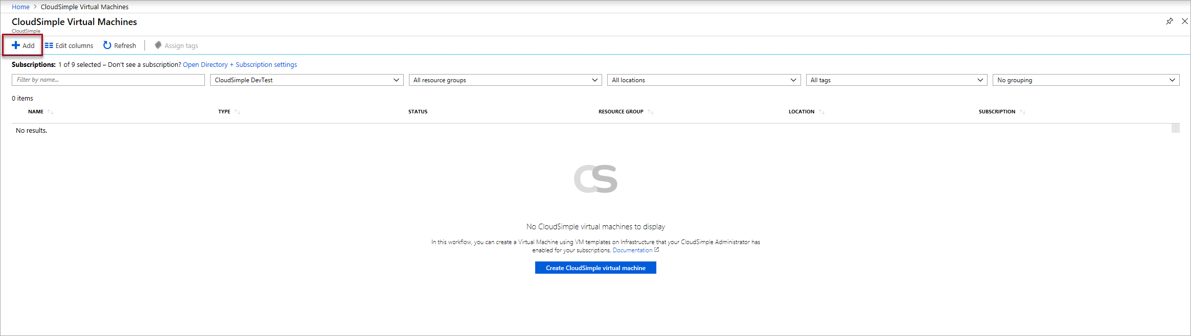 CloudSimple sanal makinesi oluşturma