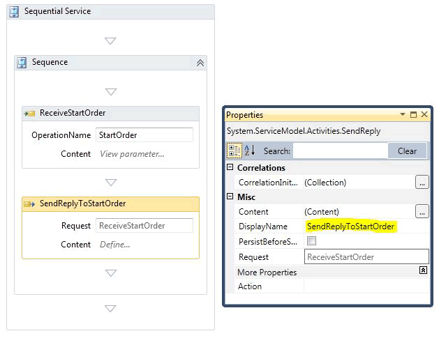 Setting the properties of the SendReply activity